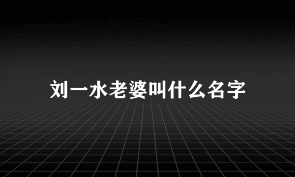 刘一水老婆叫什么名字