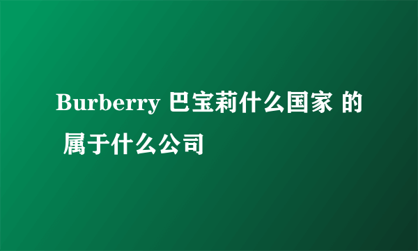 Burberry 巴宝莉什么国家 的 属于什么公司