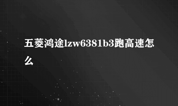 五菱鸿途lzw6381b3跑高速怎么