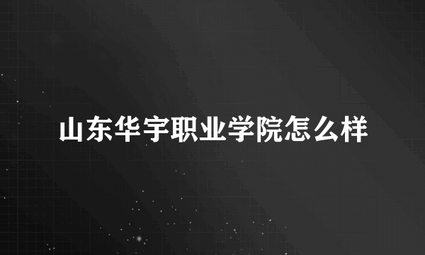 山东华宇职业学院怎么样