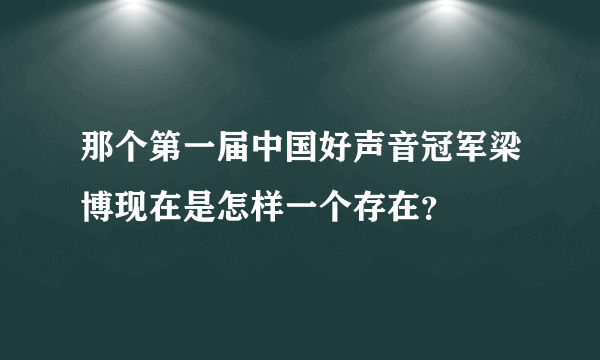 那个第一届中国好声音冠军梁博现在是怎样一个存在？