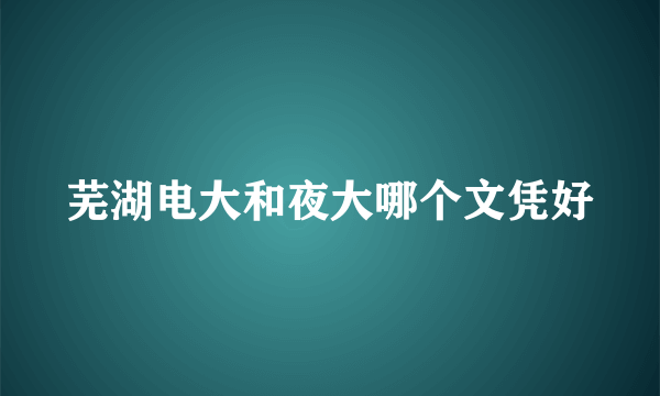 芜湖电大和夜大哪个文凭好