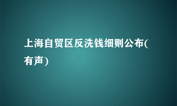 上海自贸区反洗钱细则公布(有声)