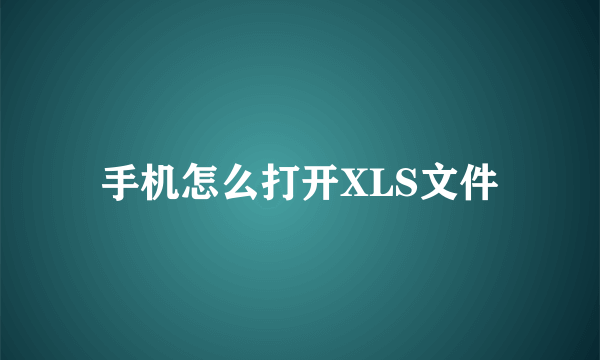 手机怎么打开XLS文件