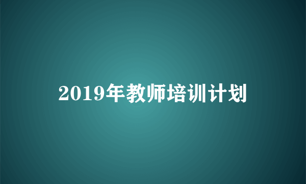 2019年教师培训计划