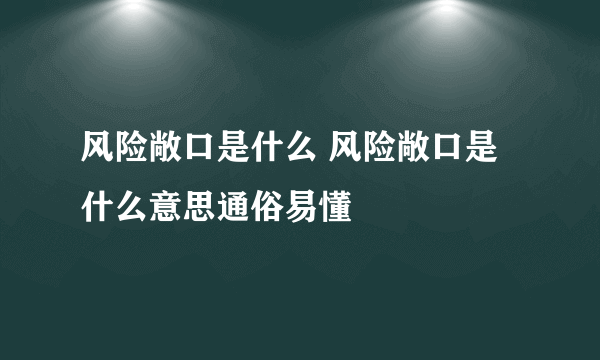 风险敞口是什么 风险敞口是什么意思通俗易懂