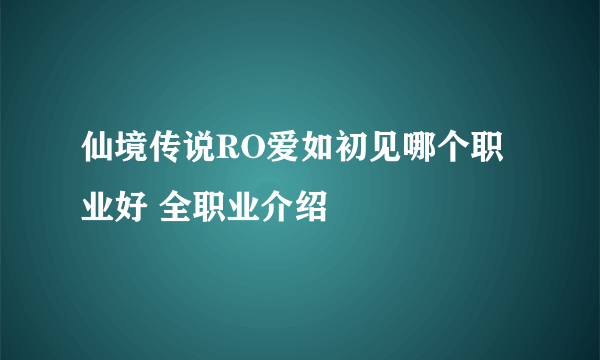 仙境传说RO爱如初见哪个职业好 全职业介绍