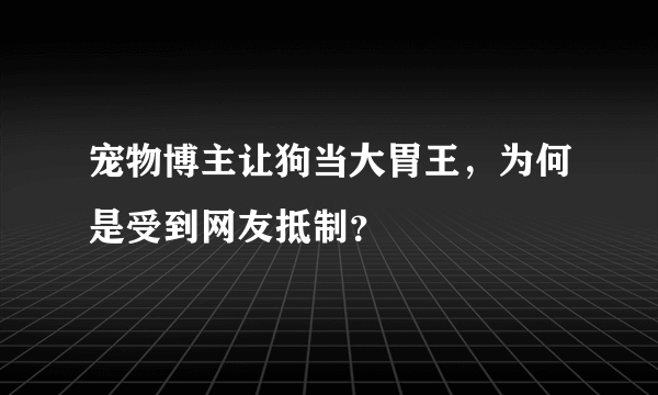 宠物博主让狗当大胃王，为何是受到网友抵制？