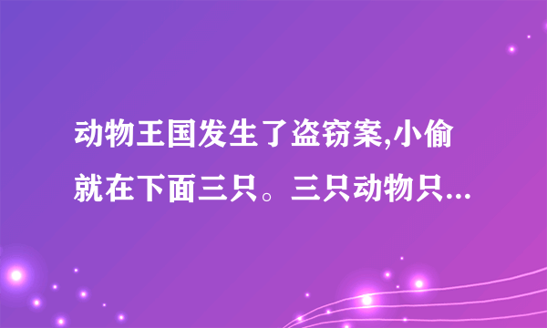 动物王国发生了盗窃案,小偷就在下面三只。三只动物只有一个说