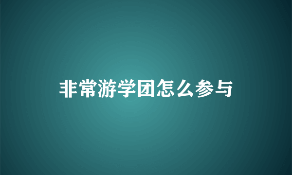 非常游学团怎么参与