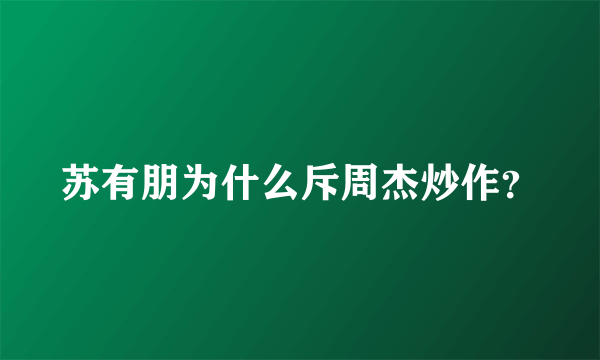 苏有朋为什么斥周杰炒作？