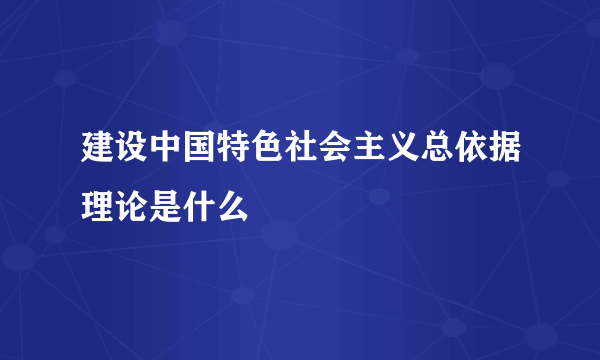 建设中国特色社会主义总依据理论是什么