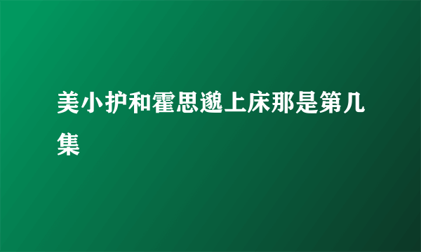 美小护和霍思邈上床那是第几集