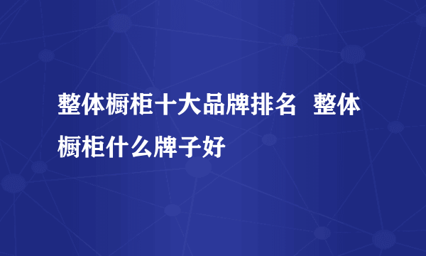 整体橱柜十大品牌排名  整体橱柜什么牌子好