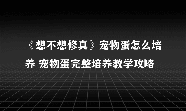 《想不想修真》宠物蛋怎么培养 宠物蛋完整培养教学攻略