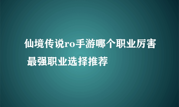 仙境传说ro手游哪个职业厉害 最强职业选择推荐