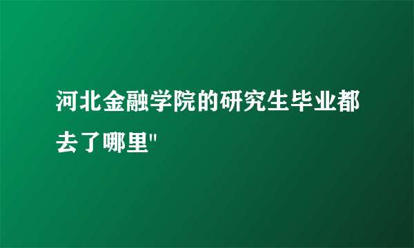 河北金融学院的研究生毕业都去了哪里