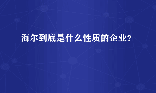 海尔到底是什么性质的企业？