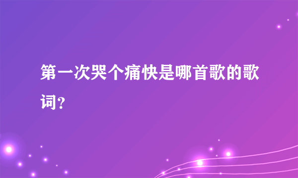 第一次哭个痛快是哪首歌的歌词？