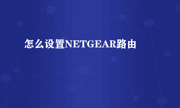 怎么设置NETGEAR路由