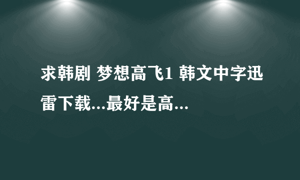 求韩剧 梦想高飞1 韩文中字迅雷下载...最好是高清的。谢谢了！！