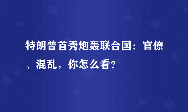 特朗普首秀炮轰联合国：官僚、混乱，你怎么看？