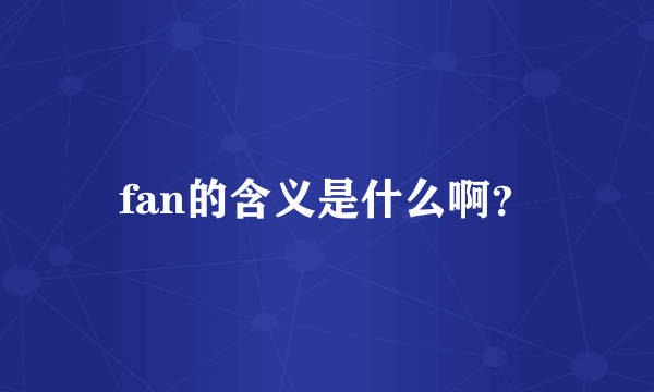 fan的含义是什么啊？