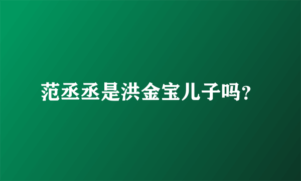 范丞丞是洪金宝儿子吗？