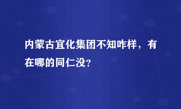 内蒙古宜化集团不知咋样，有在哪的同仁没？