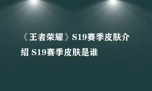 《王者荣耀》S19赛季皮肤介绍 S19赛季皮肤是谁