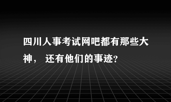 四川人事考试网吧都有那些大神， 还有他们的事迹？