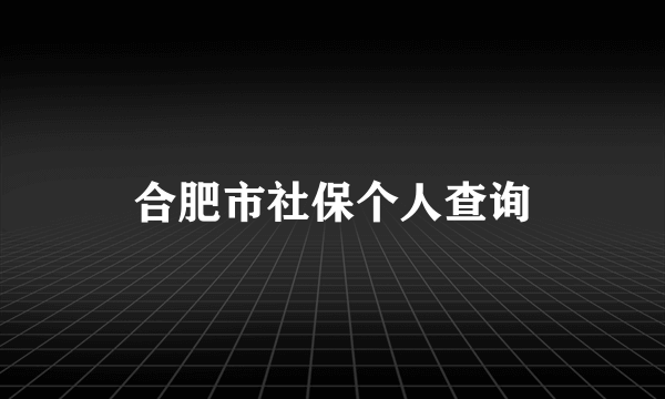 合肥市社保个人查询