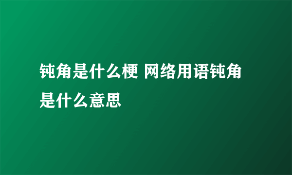 钝角是什么梗 网络用语钝角是什么意思