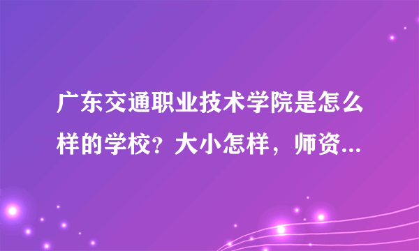 广东交通职业技术学院是怎么样的学校？大小怎样，师资怎样，、、、、？