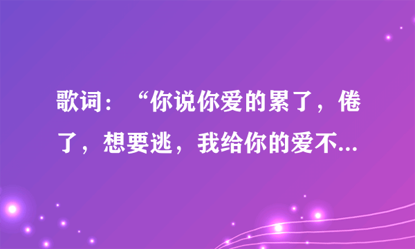 歌词：“你说你爱的累了，倦了，想要逃，我给你的爱不只是········”歌名是什么？？？？