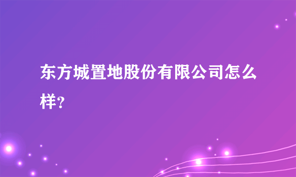 东方城置地股份有限公司怎么样？