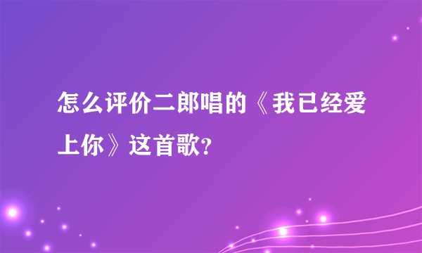 怎么评价二郎唱的《我已经爱上你》这首歌？