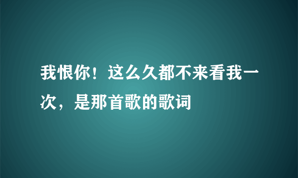 我恨你！这么久都不来看我一次，是那首歌的歌词