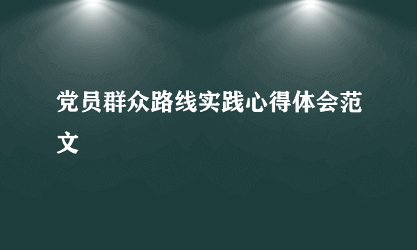 党员群众路线实践心得体会范文