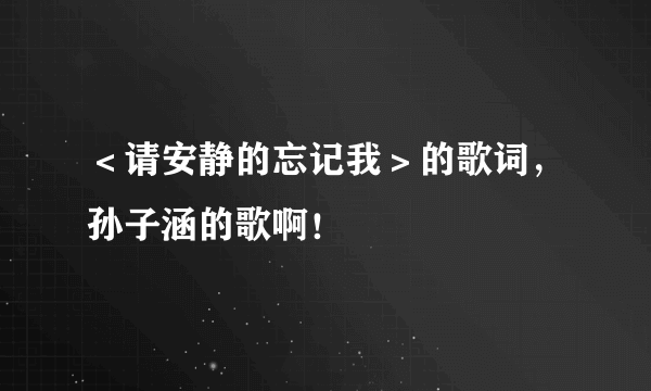 ＜请安静的忘记我＞的歌词，孙子涵的歌啊！