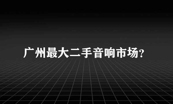 广州最大二手音响市场？