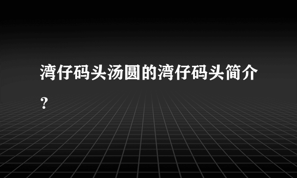 湾仔码头汤圆的湾仔码头简介？