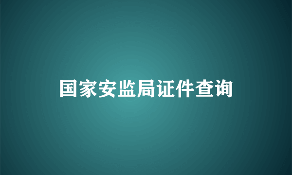 国家安监局证件查询