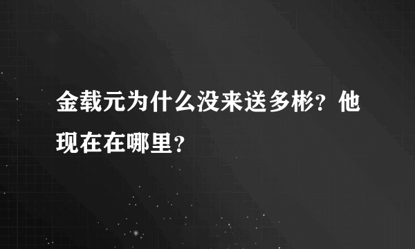 金载元为什么没来送多彬？他现在在哪里？