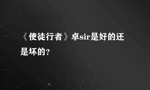 《使徒行者》卓sir是好的还是坏的？