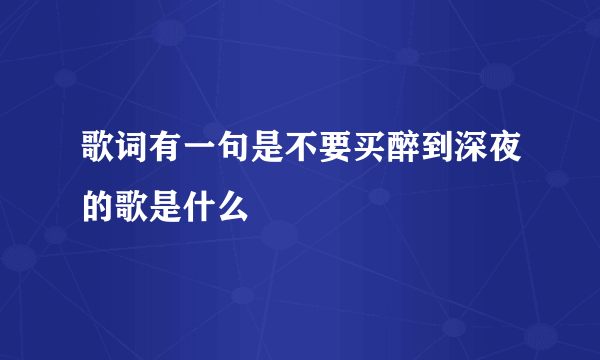 歌词有一句是不要买醉到深夜的歌是什么