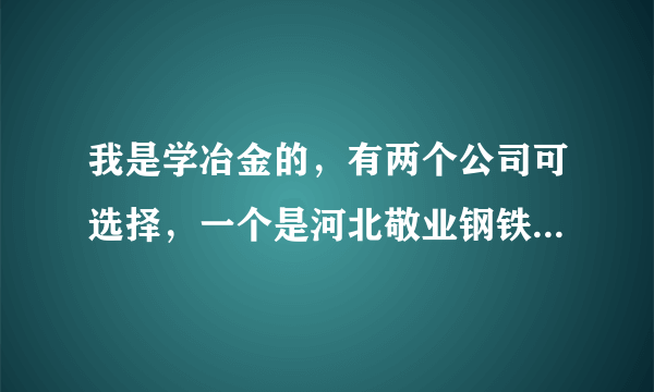 我是学冶金的，有两个公司可选择，一个是河北敬业钢铁，另一个邢台机械轧辊厂，哪个比较好？