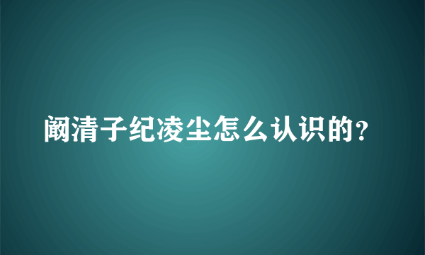 阚清子纪凌尘怎么认识的？