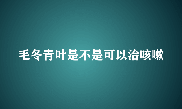 毛冬青叶是不是可以治咳嗽