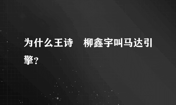 为什么王诗玥柳鑫宇叫马达引擎？